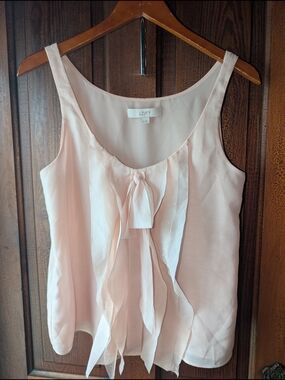 LOFT Light Pink Ruffle Tie-Front Camisole